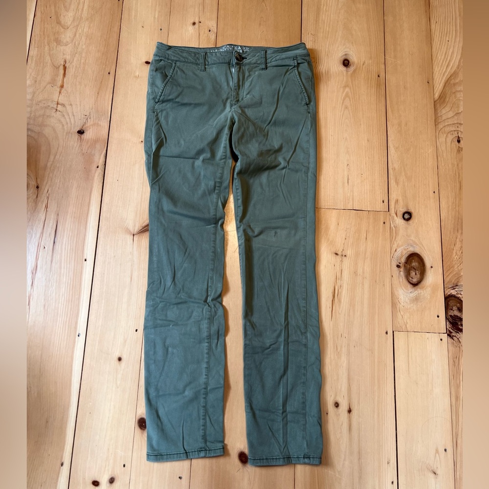 American Eagle Outfitters Olive Skinny Pants 12 X-Long